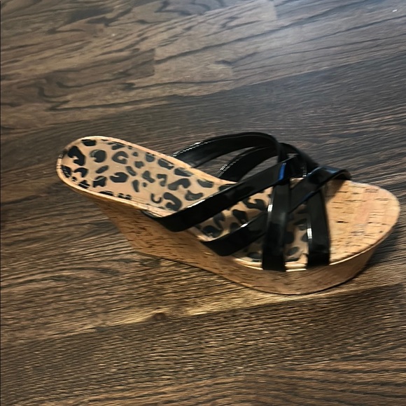 Jessica Simpson Black Wedge Sandals with Crisscross Straps - Picture 1 of 2